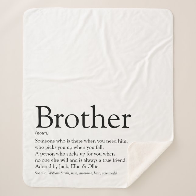 Modern Black and White Fun Cool Brother Sherpa Blanket (Front)
