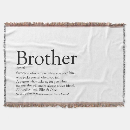 Modern Black and White Fun Cool Brother Throw Blanket