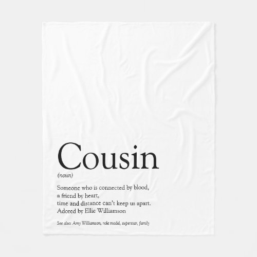 Modern Black and White Fun Cool Cousin Fleece Blanket