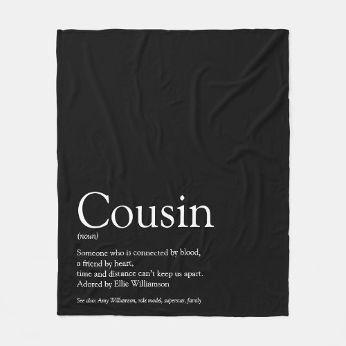 Modern Black and White Fun Cool Cousin Fleece Blanket