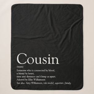 Modern Black and White Fun Cool Cousin Quote Sherpa Blanket