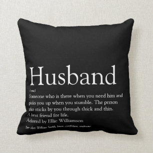 Modern Black and White Fun Cool Husband Quote Throw Pillow