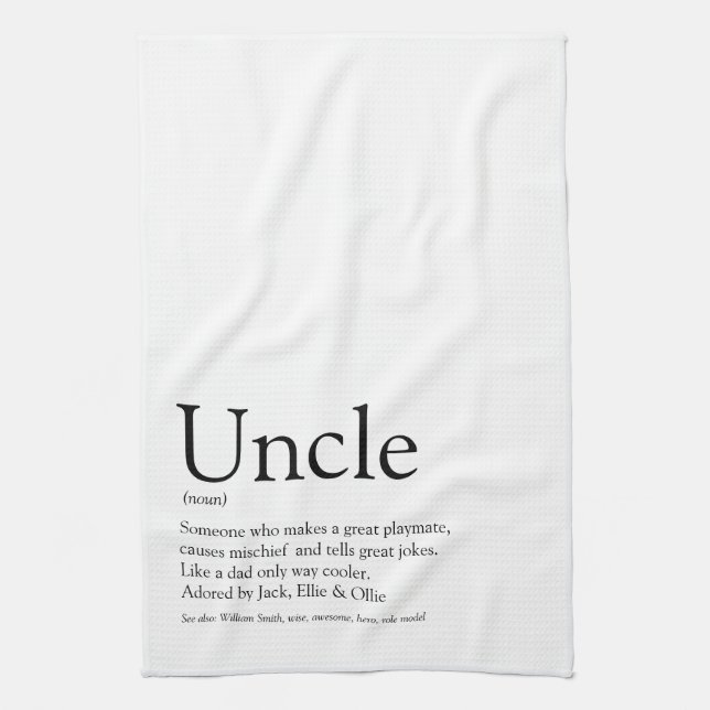 Modern Black and White Fun Cool Uncle  Kitchen Towel (Vertical)