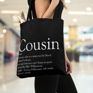 Modern Black and White Fun Cousin Definition  Tote Bag