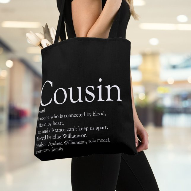Modern Black and White Fun Cousin Definition  Tote Bag ( Modern Black and White Fun Cousin Definition Tote Bag)