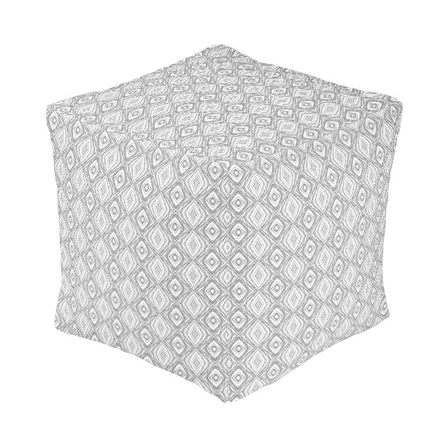 Modern Black and White Geometric Diamond  Pouf (Angled Back)