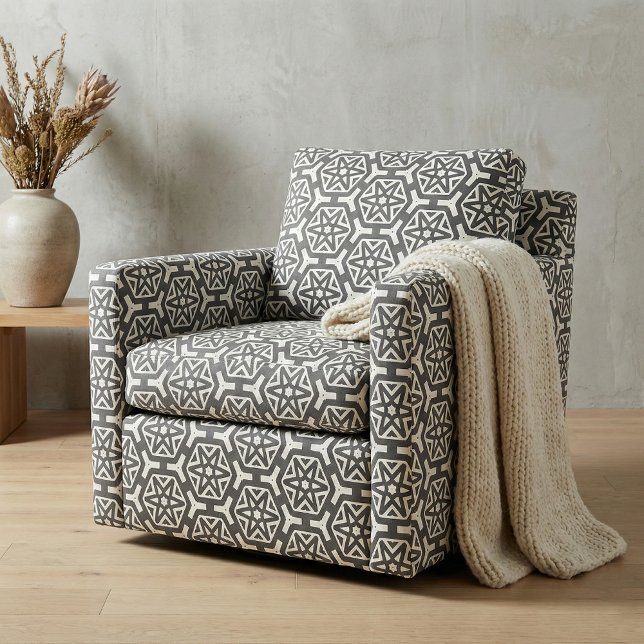 Modern Black and White Geometric Hexagon Stars Fabric (Creator Uploaded)