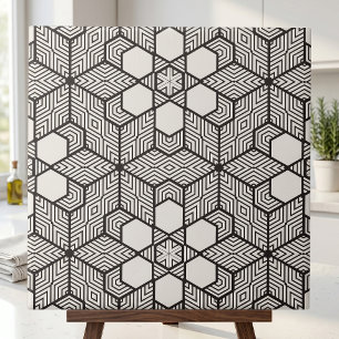Modern Black and White Geometric Optical Illusion  Ceramic Tile