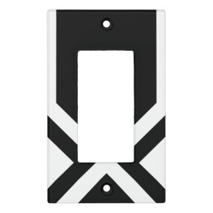 Modern Black and White Geometric Pattern Light Switch Cover