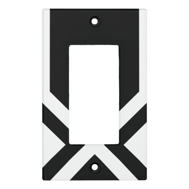 Modern Black and White Geometric Pattern Light Switch Cover (Front)