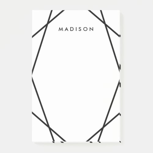 Modern Black and White Geometric Pattern Post_it Notes