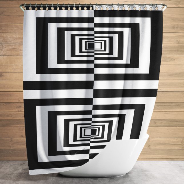 Modern Black And White Geometric Pattern Shower Curtain (Modern Black And White Geometric Pattern Shower Curtain)