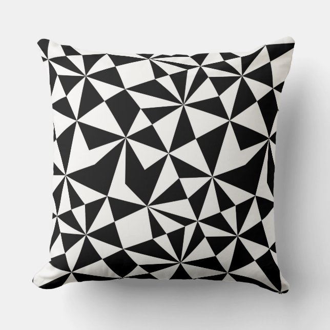 Modern Black And White Geometric Pattern Throw Pillow (Front)