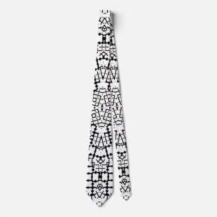 Modern Black and White Geometric Print Neck Tie