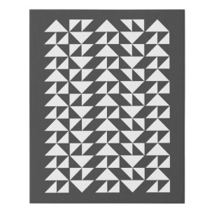 Modern Black and White Geometric Shapes MidCentury Faux Canvas Print