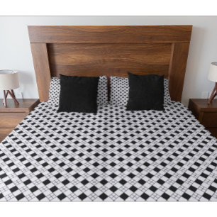 Modern Black and White Geometric Square Pattern Pillow Case