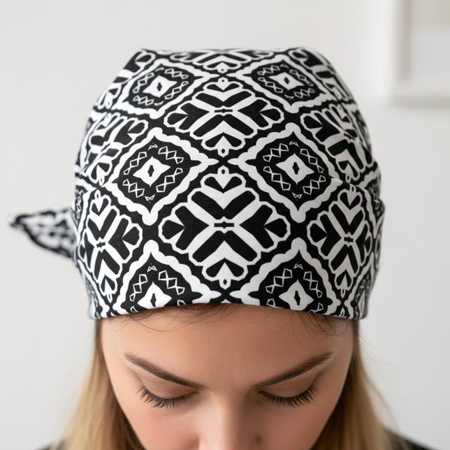 Modern Black and White Geometric Tribal Pattern Bandana (Creator Uploaded)