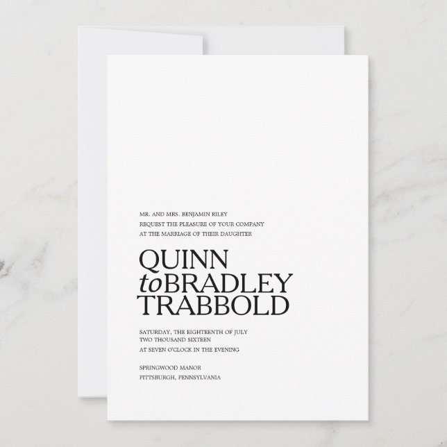 MODERN BLACK AND WHITE GLAM wedding invitation (Front)