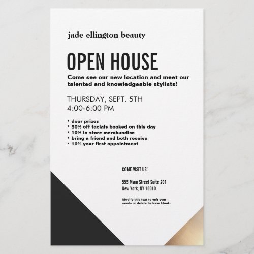 Modern Black and White Gold Accent Beauty Salon Flyer