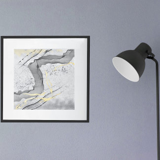 Modern Black and White Gold Foil Minimalist Art Prints