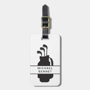 Modern Black And White Golf Sport Luggage Tag
