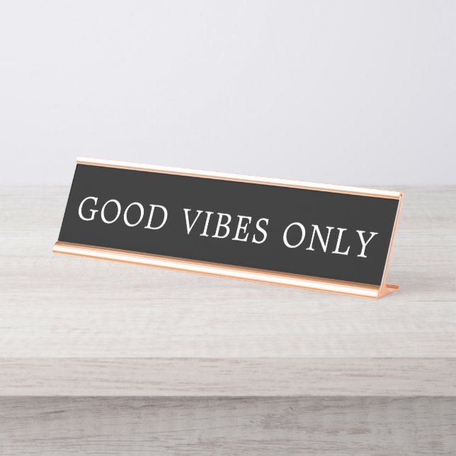 Modern Black and White Good Vibes Only Sign (Front)