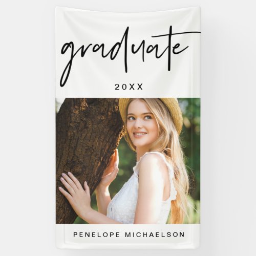 Modern Black and White Graduate Script Photo Banner