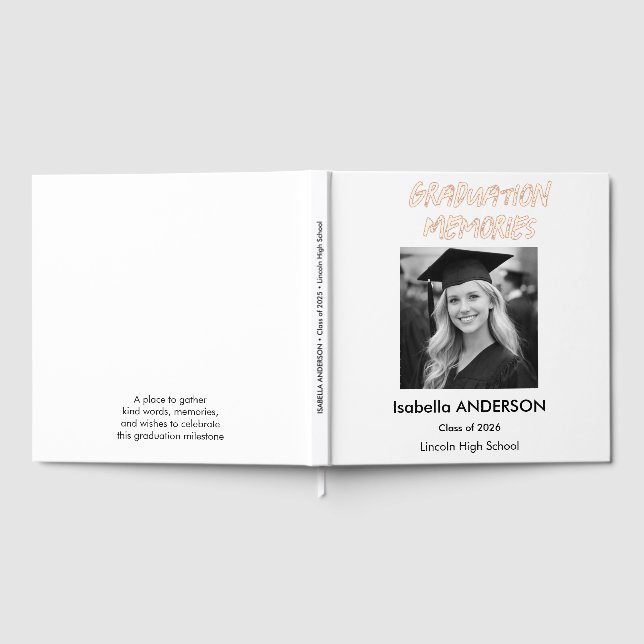 Modern Black and White Graduation Party Foil Guest Book (Full)