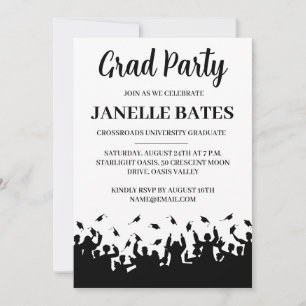 modern black and white graduation party invitation