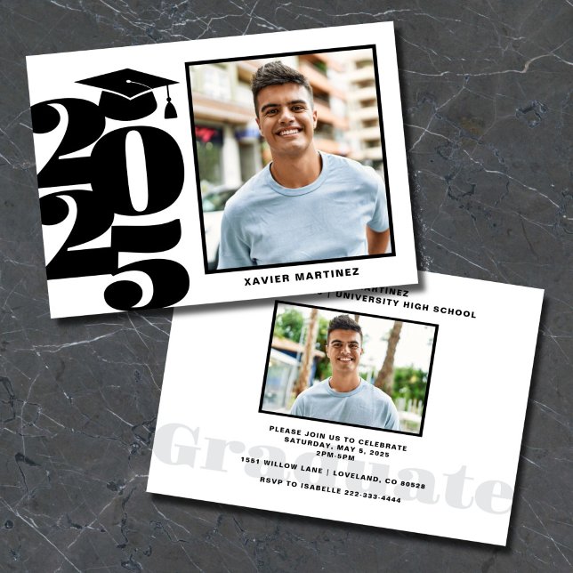Modern Black and White Graduation Party Invitation (Creator Uploaded)