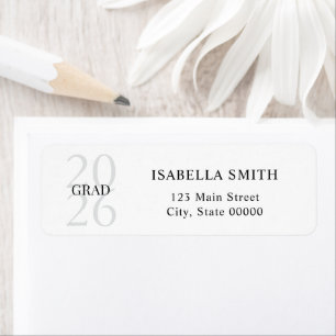 Modern Black and White Graduation Return Address Label