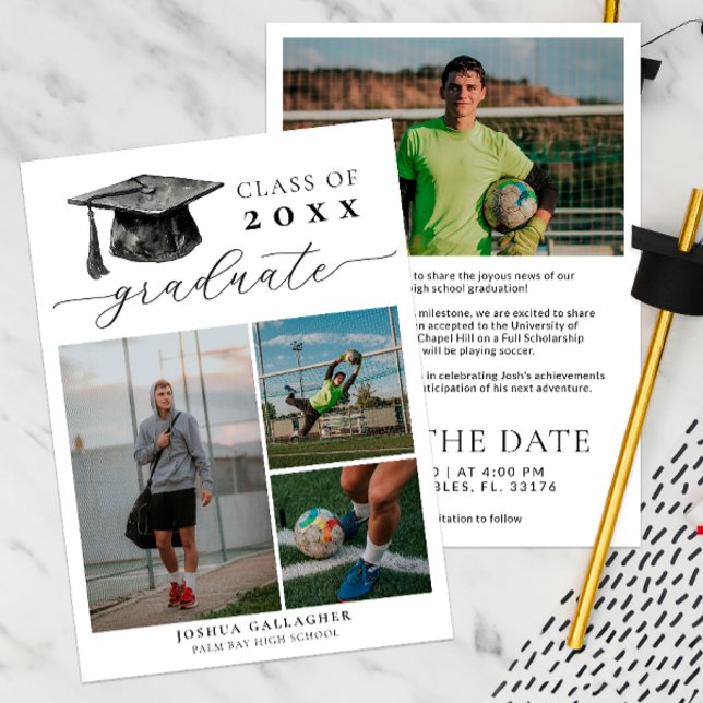 Modern Black and White Graduation Save the Date Announcement (Save The Date - Graduation Ceremony )