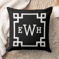 Modern Black and White Greek Key Custom Monogram