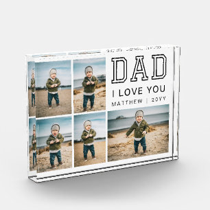 Modern Black and White Grid Collage I Love You Dad Photo Block