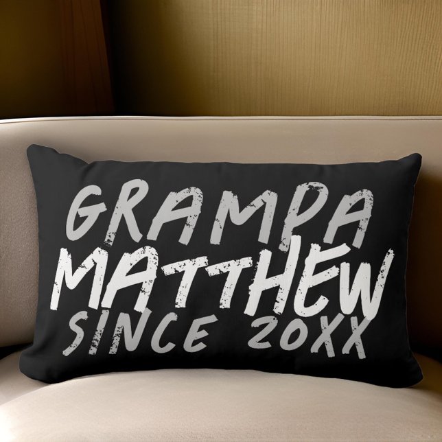 Modern Black and White Grunge For The Cool Grampa Lumbar Pillow (Creator Uploaded)