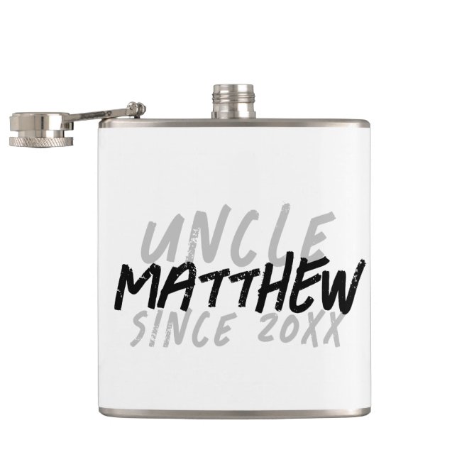 Modern Black and White Grunge For The Cool Uncle Flask (Opened)