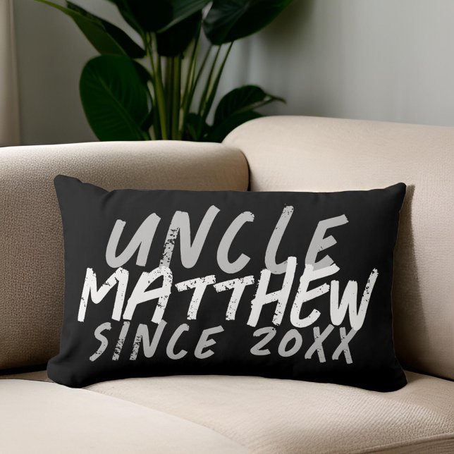 Modern Black and White Grunge For The Cool Uncle Lumbar Pillow (Creator Uploaded)