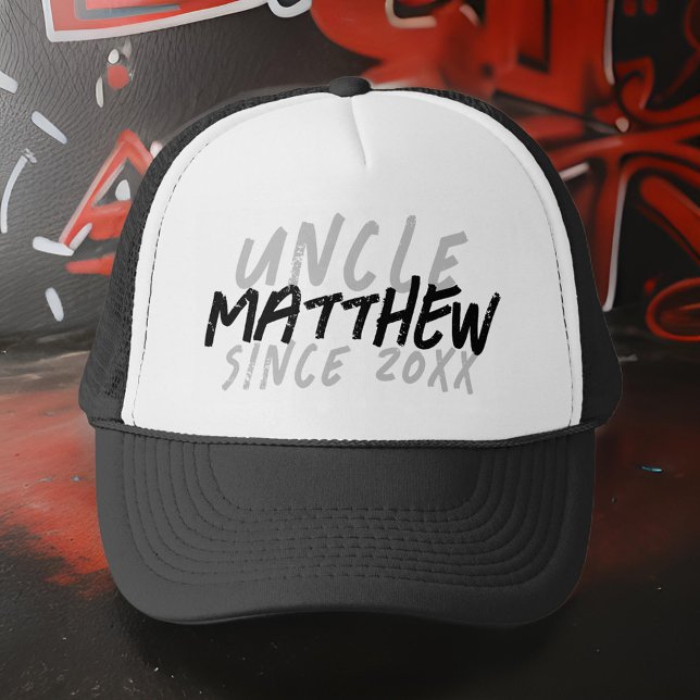Modern Black and White Grunge For The Cool Uncle Trucker Hat (Creator Uploaded)