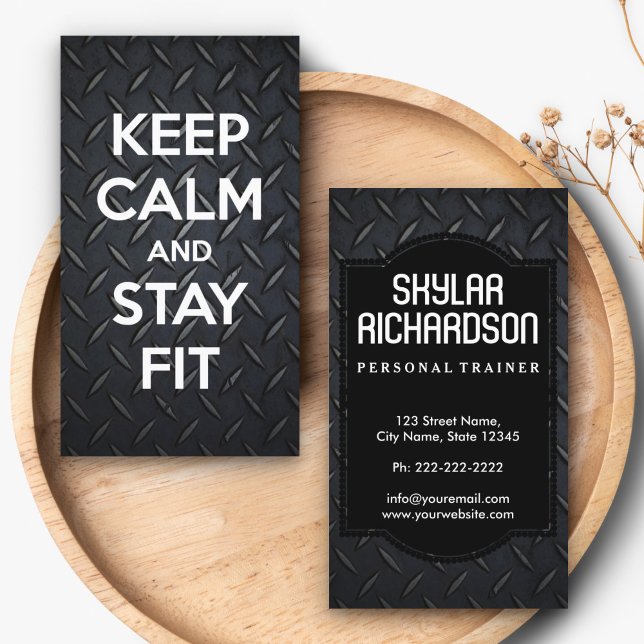 Modern Black and White | Gym and Fitness Trainer Business Card (Creator Uploaded)