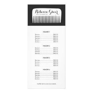 Modern Black and White Hairstylist Price List Menu