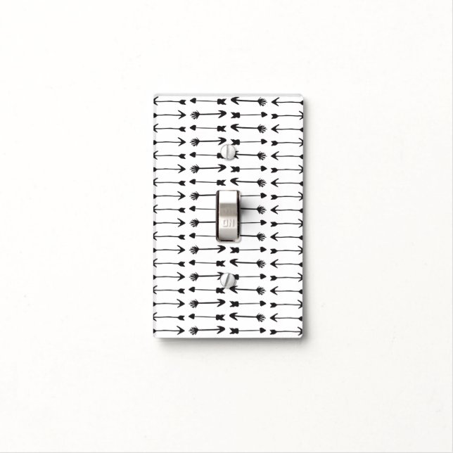 Modern Black and White Hand Drawn Arrows Light Switch Cover (In Situ)