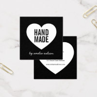 Modern Black and White Handmade Heart Square Business Card