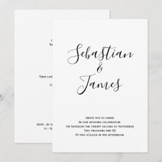 Modern Black and White Handwritten Wedding Invitation