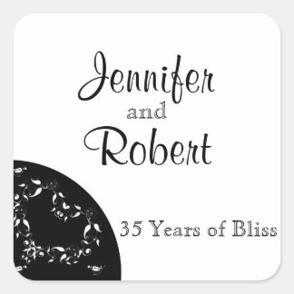 Modern Black and White Heart Envelope Seal