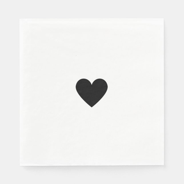 Modern Black and White Heart Napkins (Front)