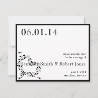 Modern Black and White Heart Save the Date