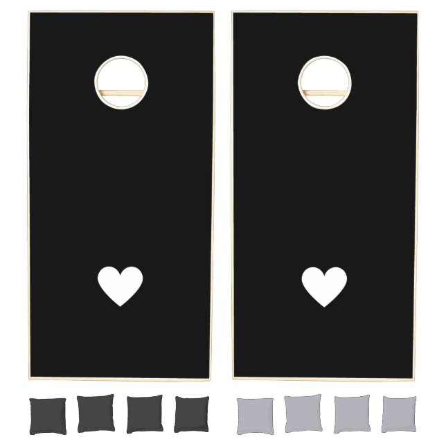 Modern Black and White Heart Valentine Love Custom Cornhole Set (Set)