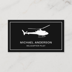 Modern Black and White Helicopter Pilot Business Card