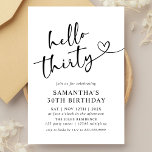 Modern Black and White Hello 30th Birthday Party Invitation<br><div class="desc">Celebrate your big 3-0 with our Modern Elegant Black and White Hello 30th Birthday Party Invitation! Featuring a striking combination of bold black and crisp white, this stylish invitation exudes sophistication and energy. Sleek typography and contemporary design elements make it the perfect way to announce your milestone celebration. Personalize it...</div>