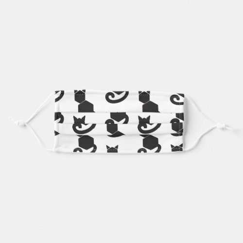 Modern Black and White Hexagon Cat Adult Cloth Face Mask
